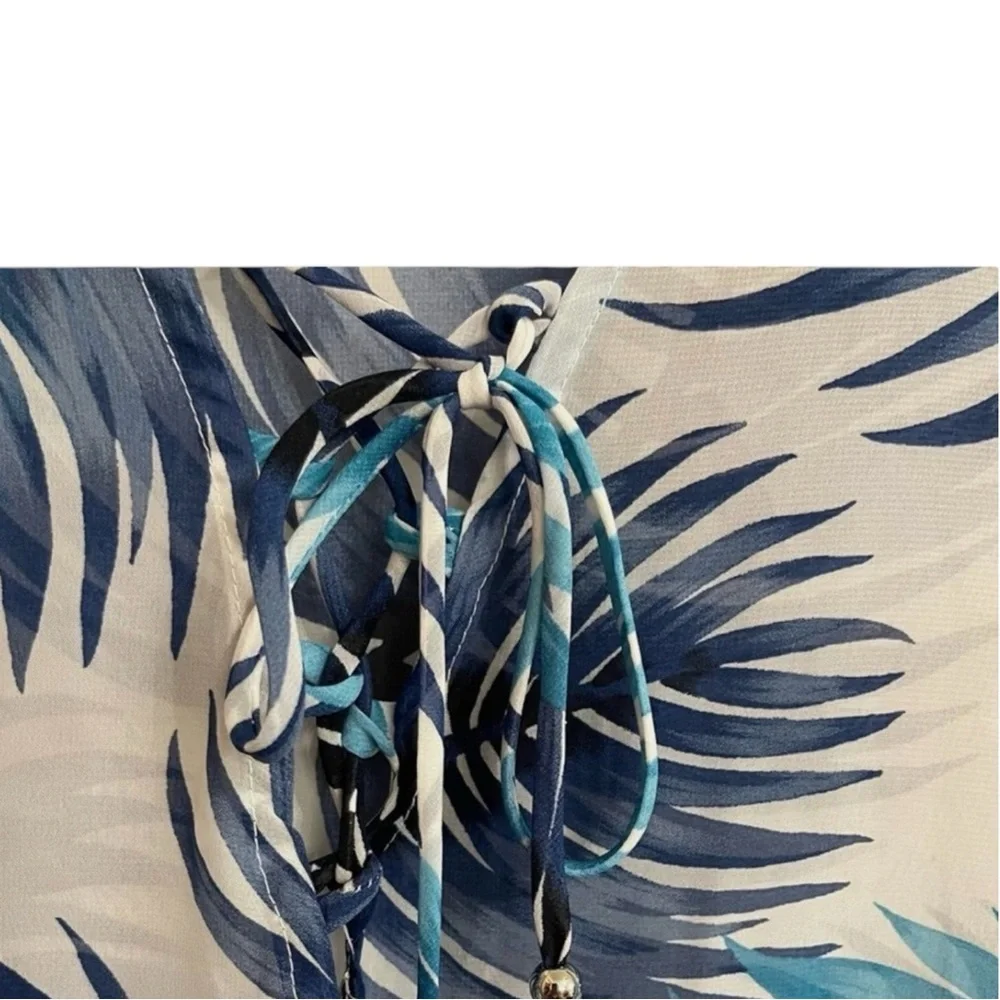 J. Valdi Palm Leaf Swim Cover-up in Blue/White/Green Size Med — SUMMER STAPLE - Picture 8 of 12